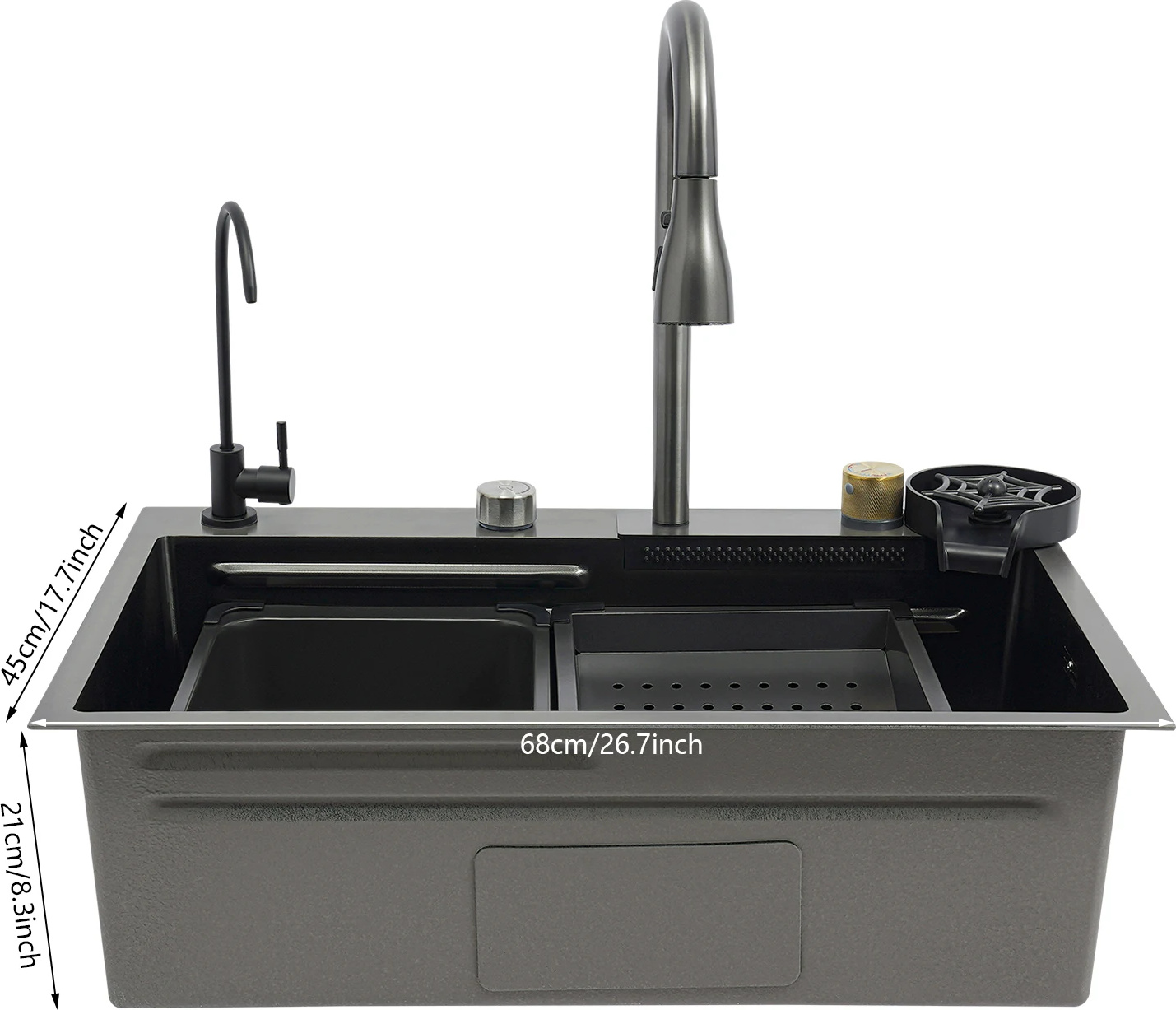 OEM Haushaltswaschbecken, langlebiger Edelstahl, effiziente Wasserabgabemodi, 68CM 2393