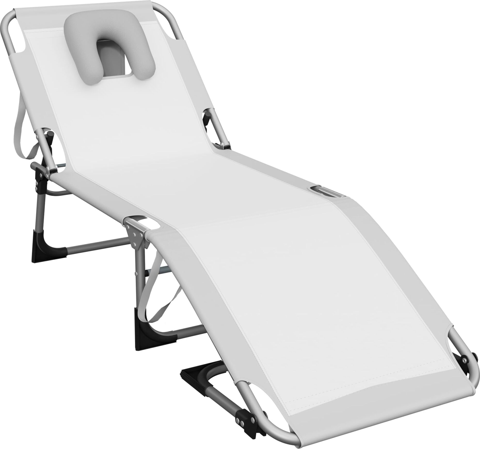 Sessamen-LP lehátko záhradné 190x63x30cm záhradné lehátko skladacie ľahké balkónové lehátko na terasu plážové lehátko s vankúšom úchyty na prenášanie bočné vrecko (svetlo sivá)