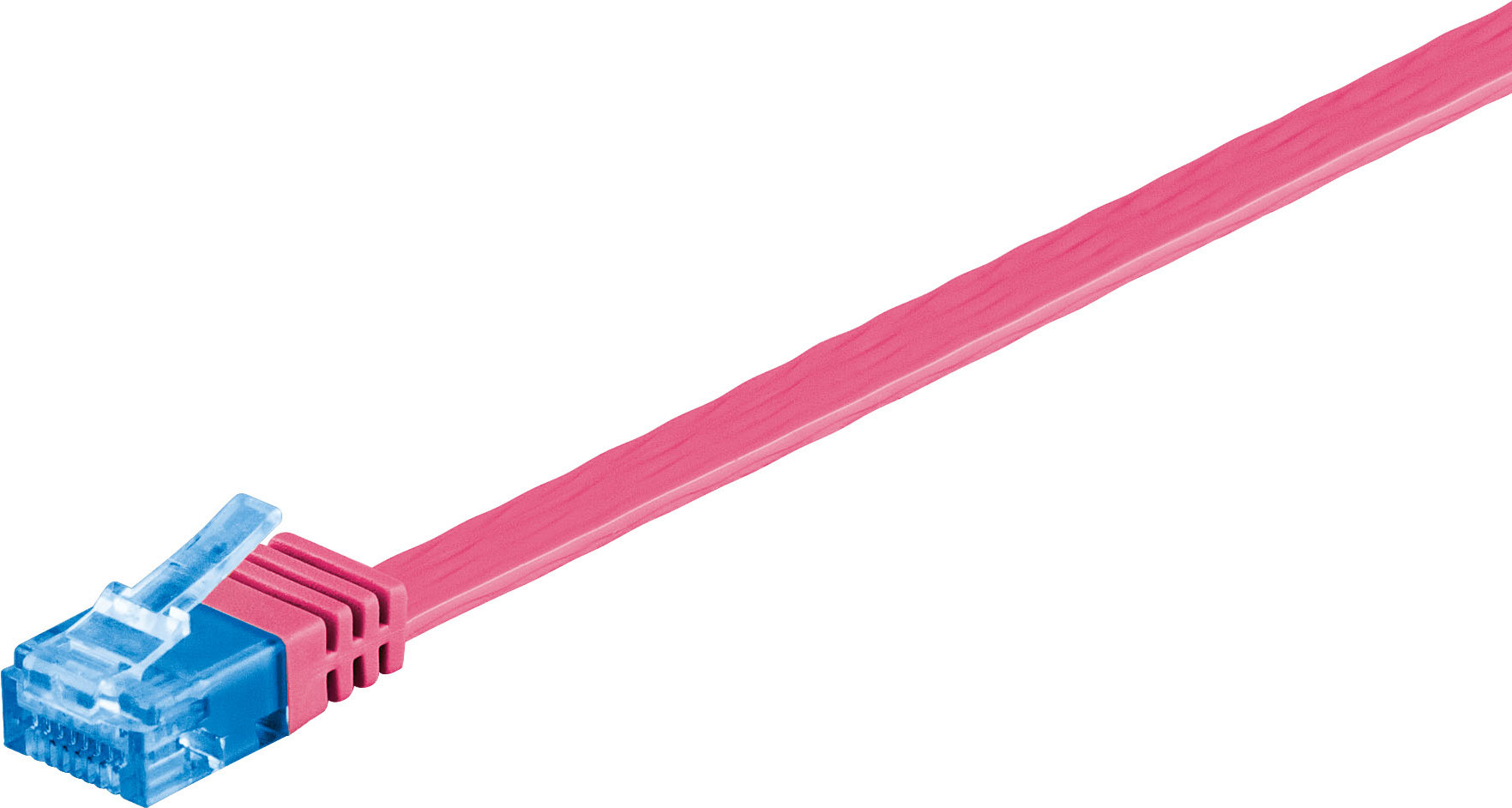 Goobay 96342 CAT 6A Flach-Patchkabel, U/UTP, Magenta, 5 m - Kupfermaterial