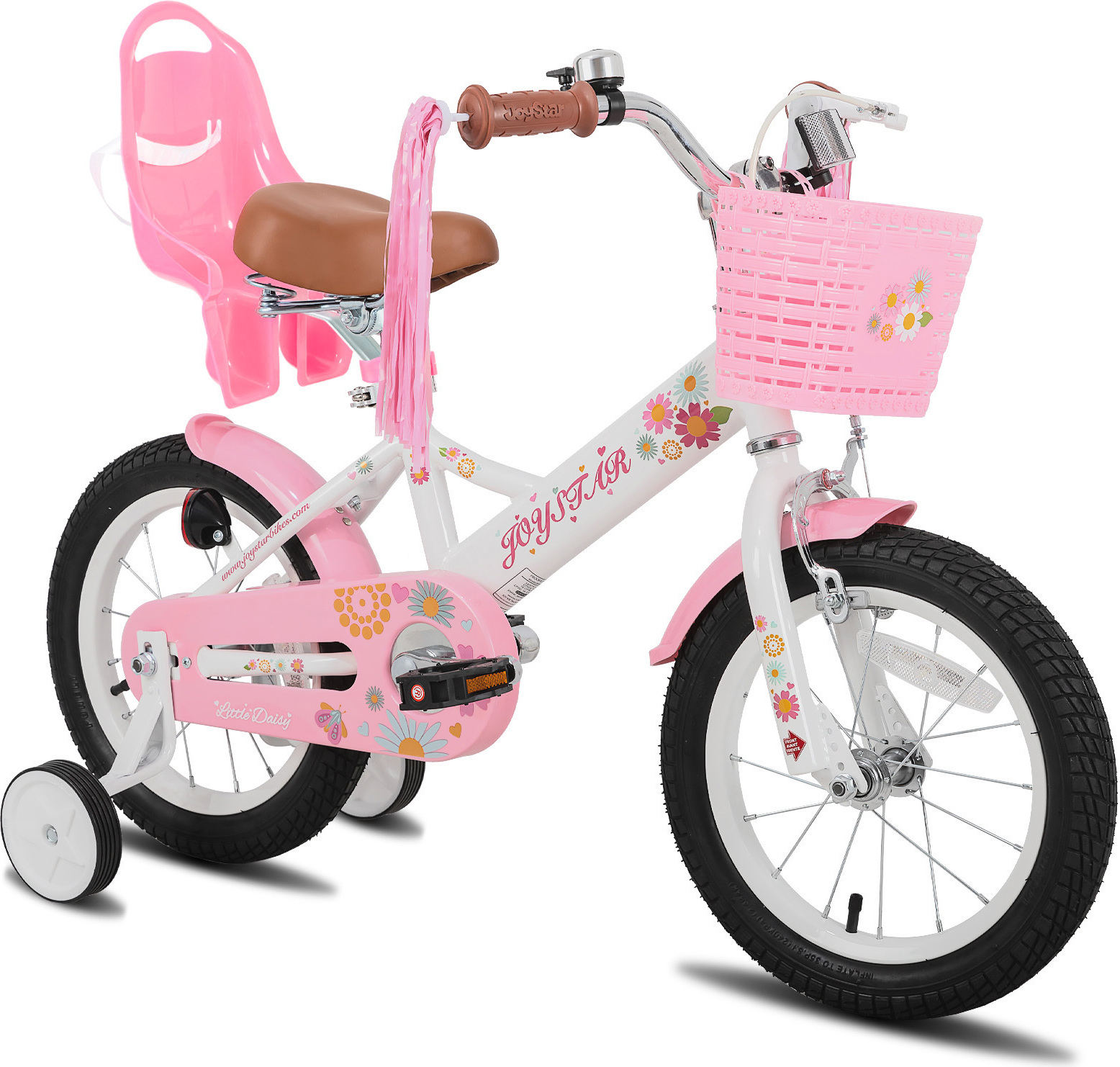 Vélo Enfant HILAND 14/16 Pouces – Rose, Vert Ou Bleu – Stabilisateurs, Frein Main + Rétropédalage – Dès 4 Ans