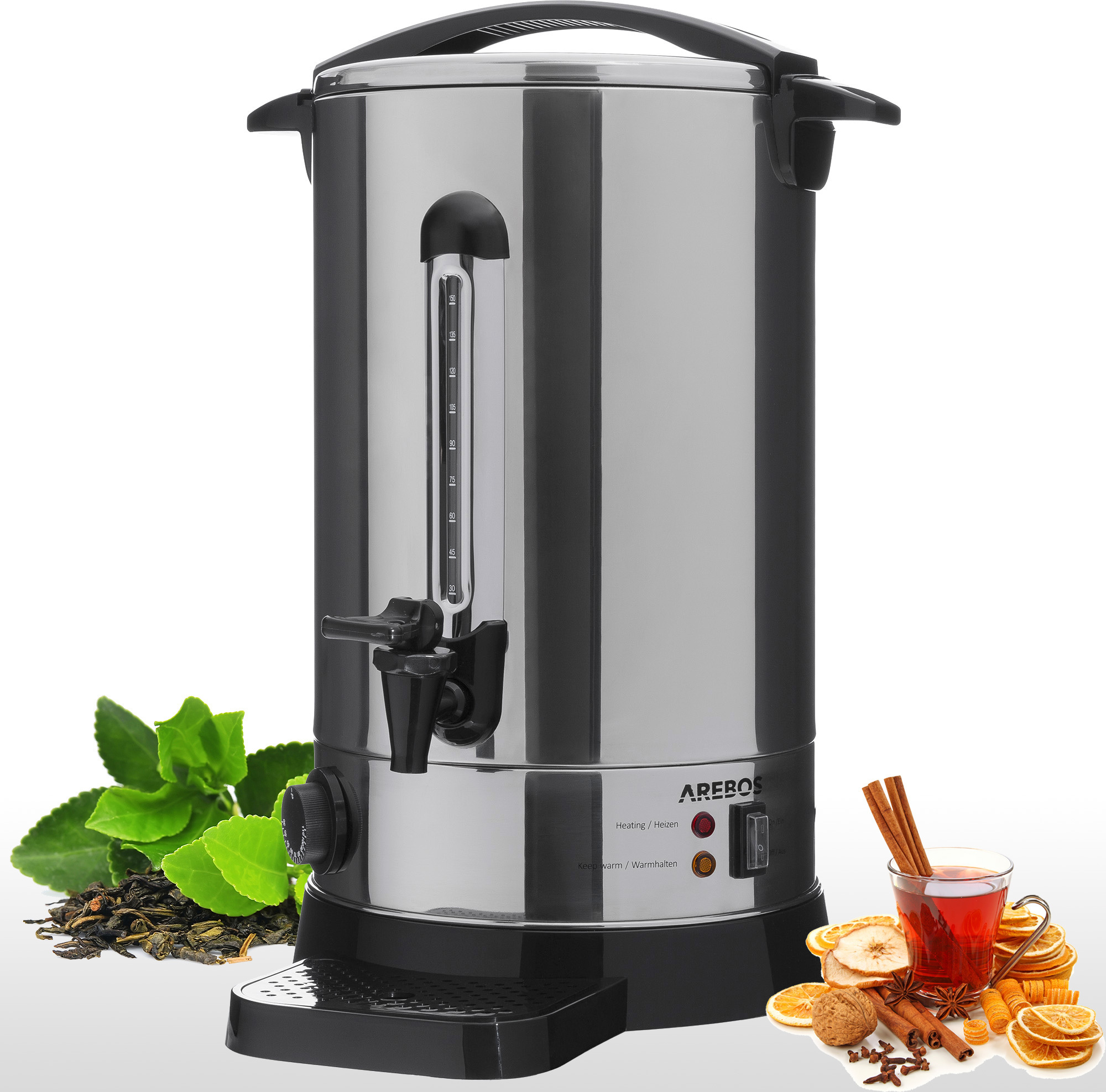 AREBOS Distributeur De Boissons 6,8 L – Chaud Et Froid – Marmite Électrique Pour Vin Chaud, Thé Ou Soupe