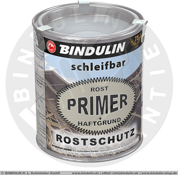 BINDULIN H.L. Schönleber GmbH 750 ml Rostprimer / Autogrundierung mit eingebautem Haftgrund Rostschutzgrundierung Farbe: grau inkl. Pinsel rp 750