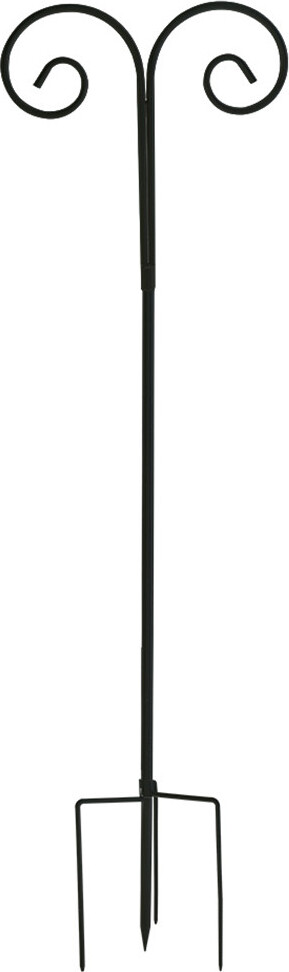 WISFOR Metall Gartenstab Schäferhaken Höhenverstellbar Laternenstab Schäferstock Hakenhalter Schäferhaken Pflanzenhake XJJ436-BK