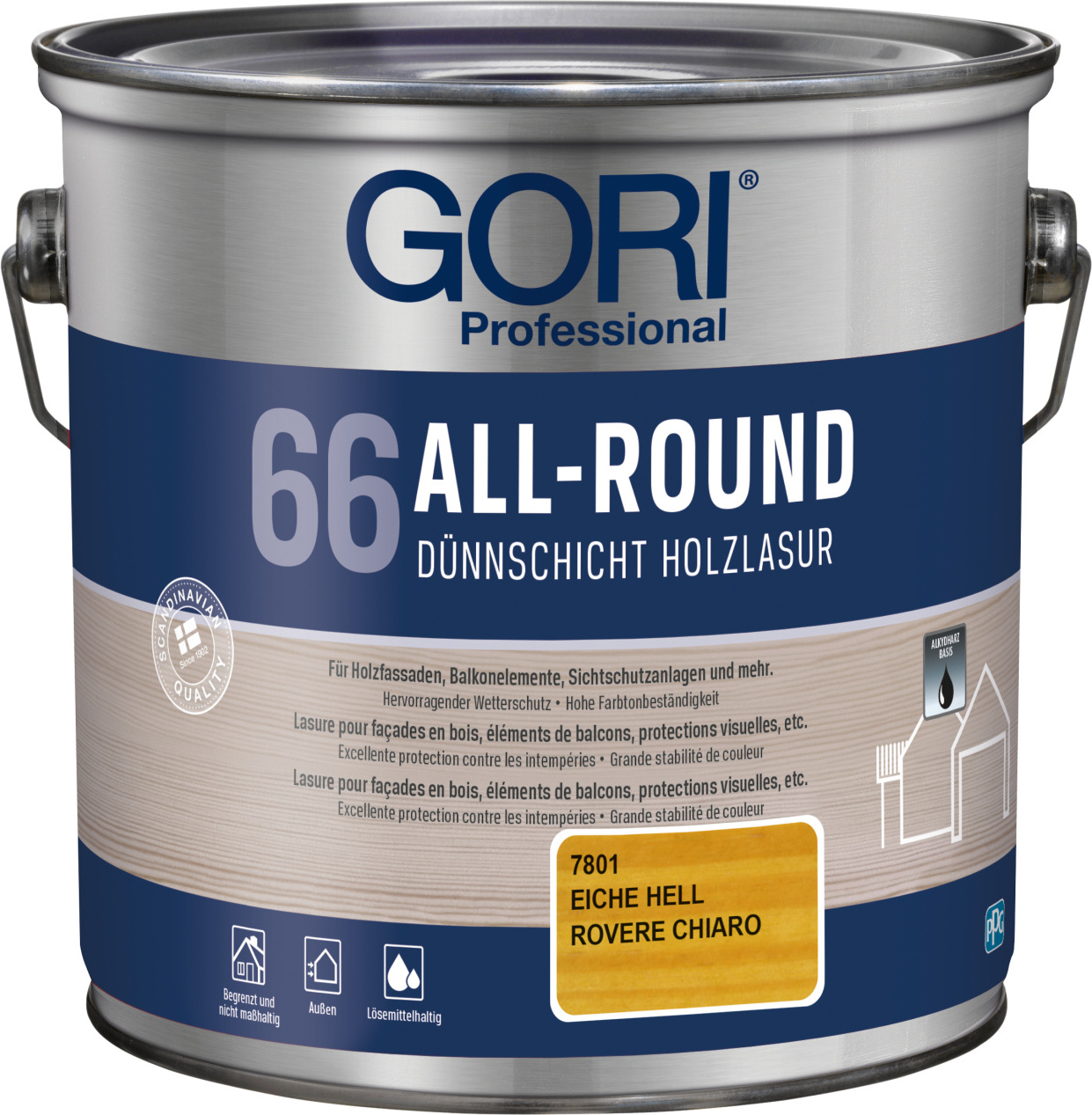 Mein-Onlineversand 5L Gori 66 Allroundlasur 7801 Eiche Hell Lasur Holzschutz Holzlasur