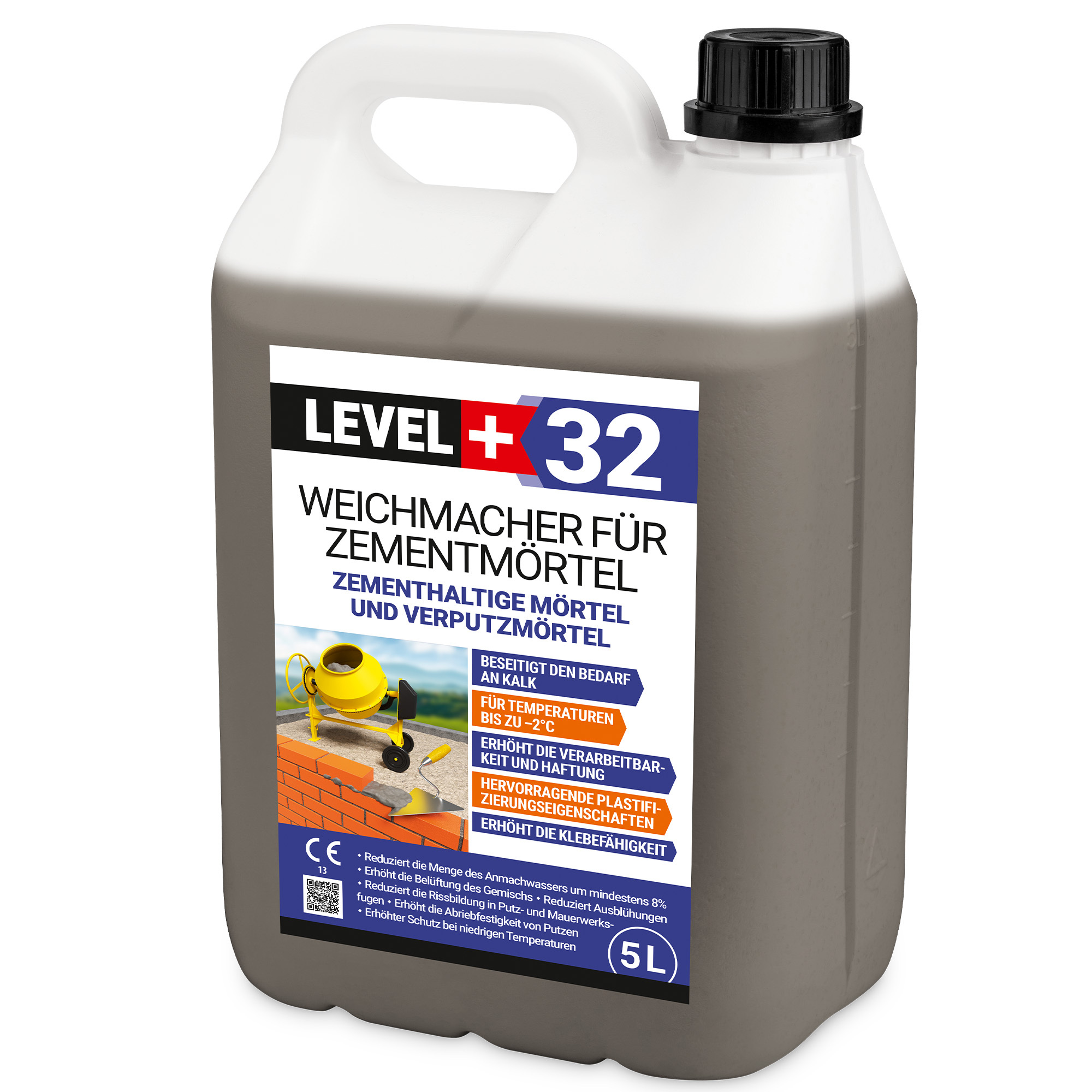Hangato GmbH Weichmacher für Mörtel 5L, ersetzt Kalk in Mauer- und Putzmörteln, Plastifizierer für Zementmörtel und Putz RM32 RM32_5