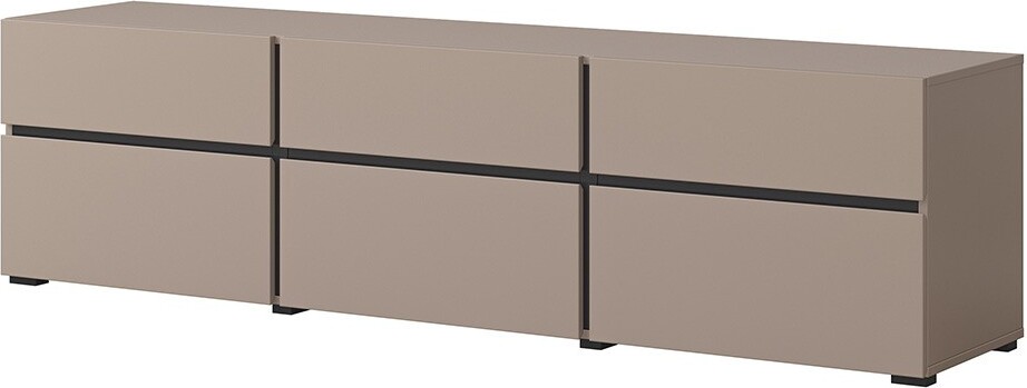 Meublorama Möbelstück TV 180cm Farbe beige und schwarz Kollektion HAVANA. Designermöbel mit 3 Türen und 3 Schubladen.