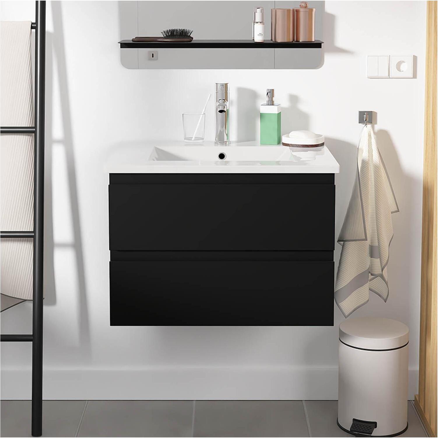 Einzelwaschtisch-Set 60 cm mit Keramikplatte und Chromhahn SORRENTO