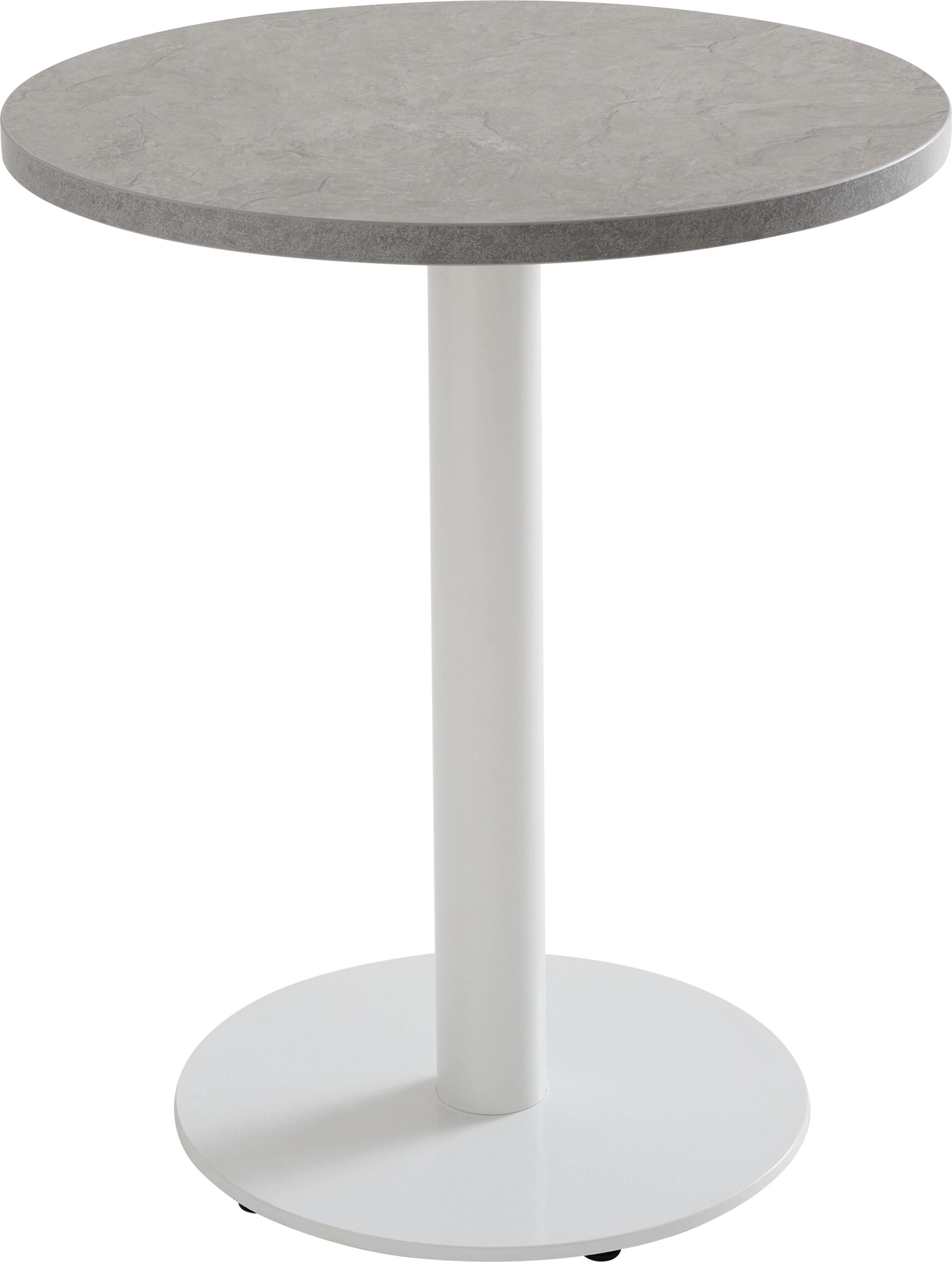 Tisch rund 60 cm weißes Bein und graue Betonbeschichtung - Oviala Rivoli 113153