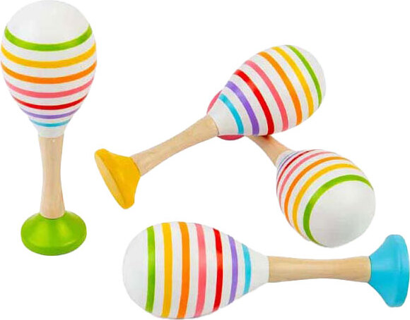 BigJigs Holzmaraca Spielzeug Set - buntes Musikinstrument für Kinder 37074