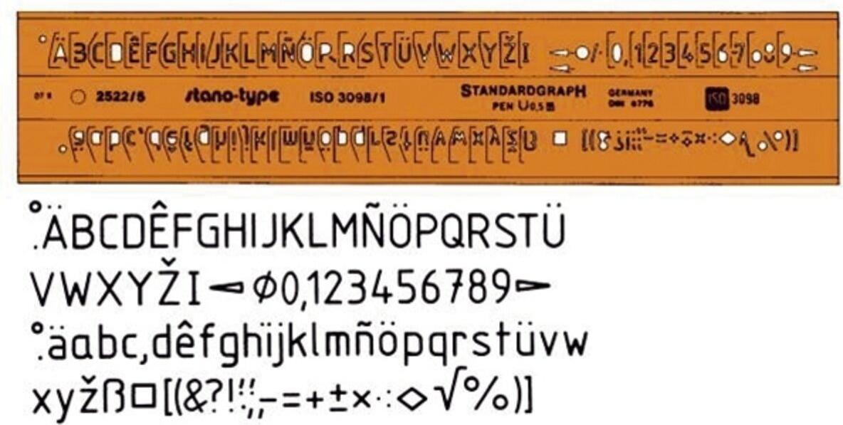 Standardgraph Schriftschablone stano-type Typ B gerade, Mittelschrift 3,5 mm 2522-35