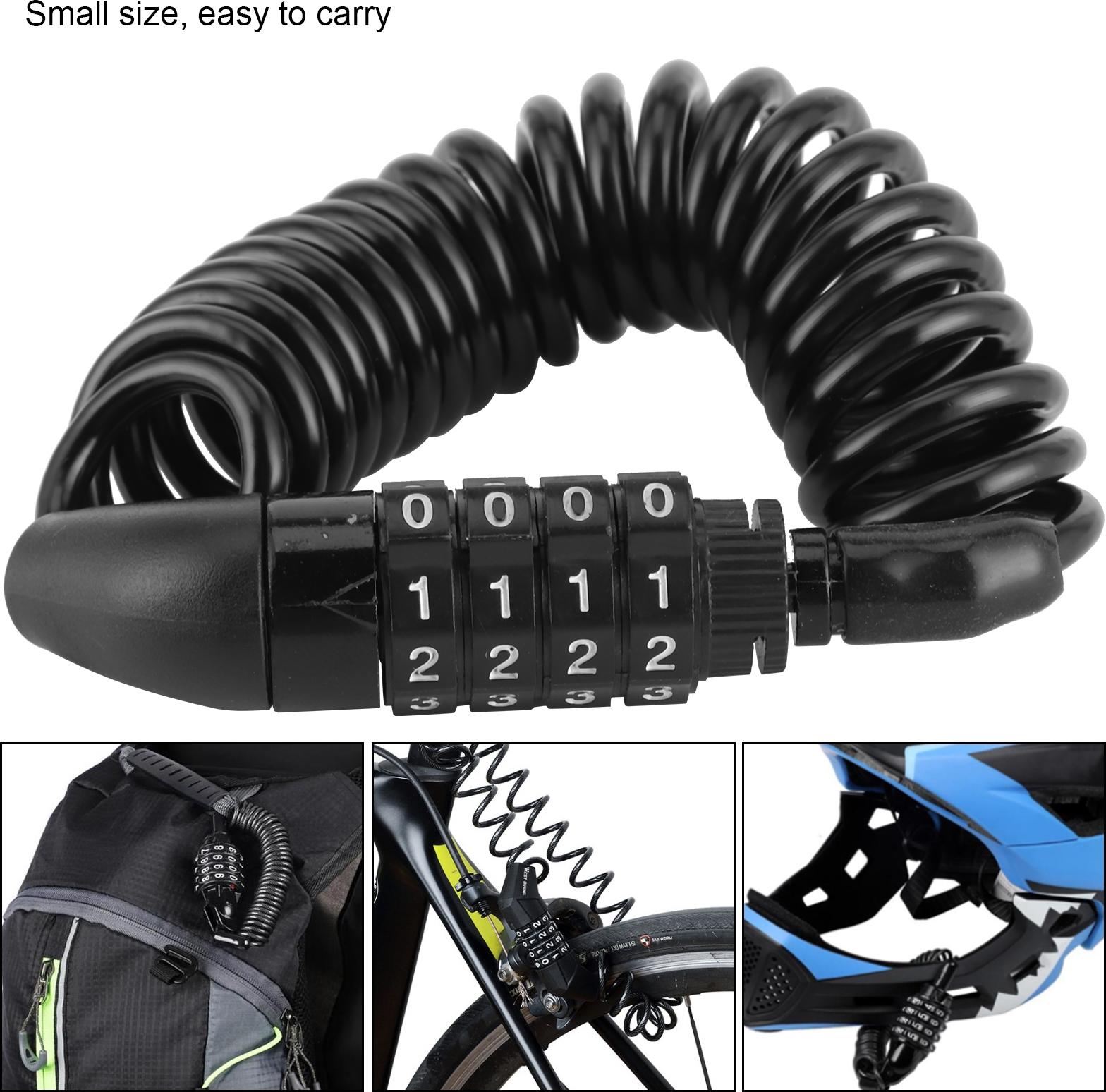 Gistuch Anti-Diebstahl-Helm-Kabelschloss, 4-stellige Passwortkombination, tragbar für Motorrad, Fahrrad