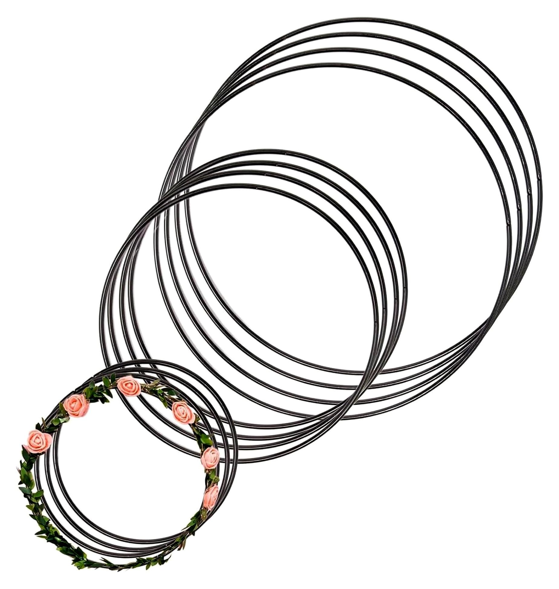 Markenlos 12 Metallringe in Schwarz für Bastelprojekte (20, 25 & 30 cm)