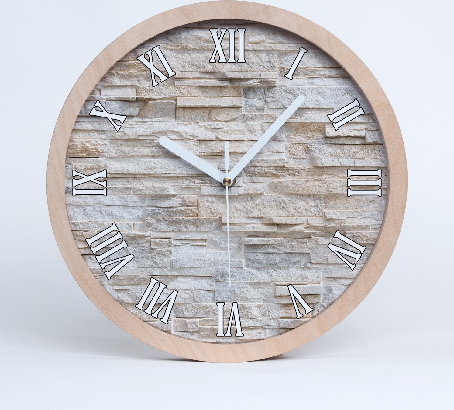 tulup Holzuhr 25fi cm wanduhr - weiße Spitzen - Ziegelwand zdo-25-b-92760145