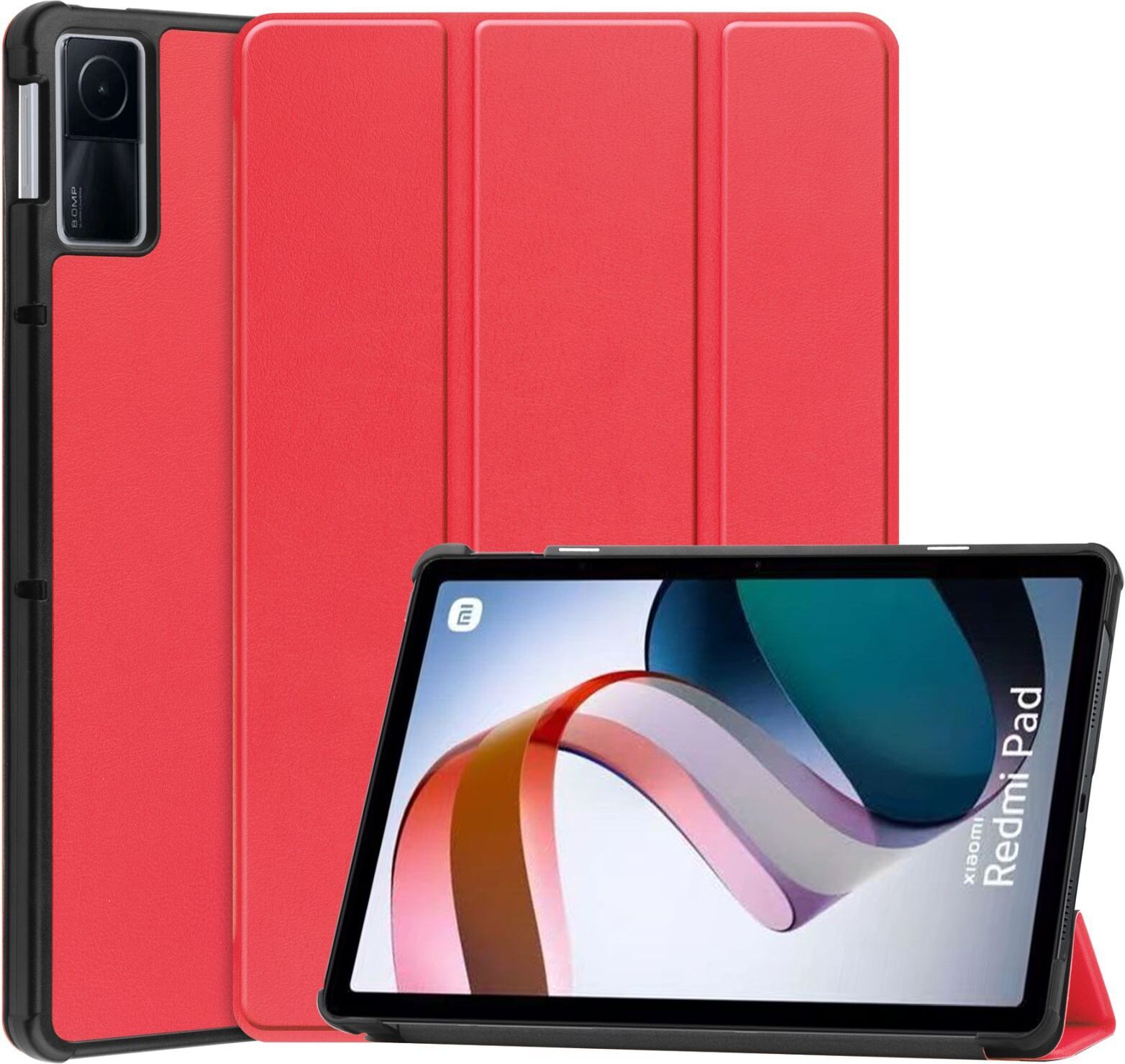 TEDTIKJT Tablet Cover per Xiaomi Redmi Pad 10.6 2022 Custodia Pelle PU 360°Multi Angolo Ruotabile Portatile Flip Supporto Funzione Protettiva Cover per Redmi Pad 10.6 Custodia,Rosso