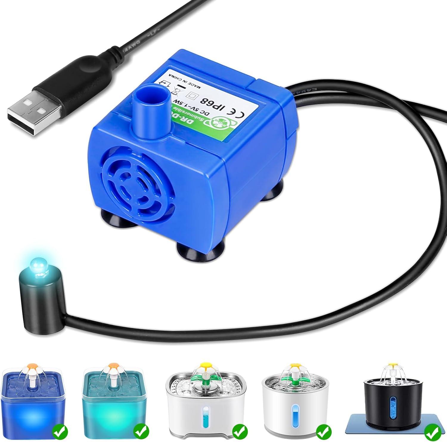 Mmgoqqt Katzenbrunnenpumpe, DR-DC160 LED-Katzenbrunnenpumpe mit 170 cm Kabel für 2 l Katzenbrunnen (kein USB-Adapter) Kau-LA-251226-29