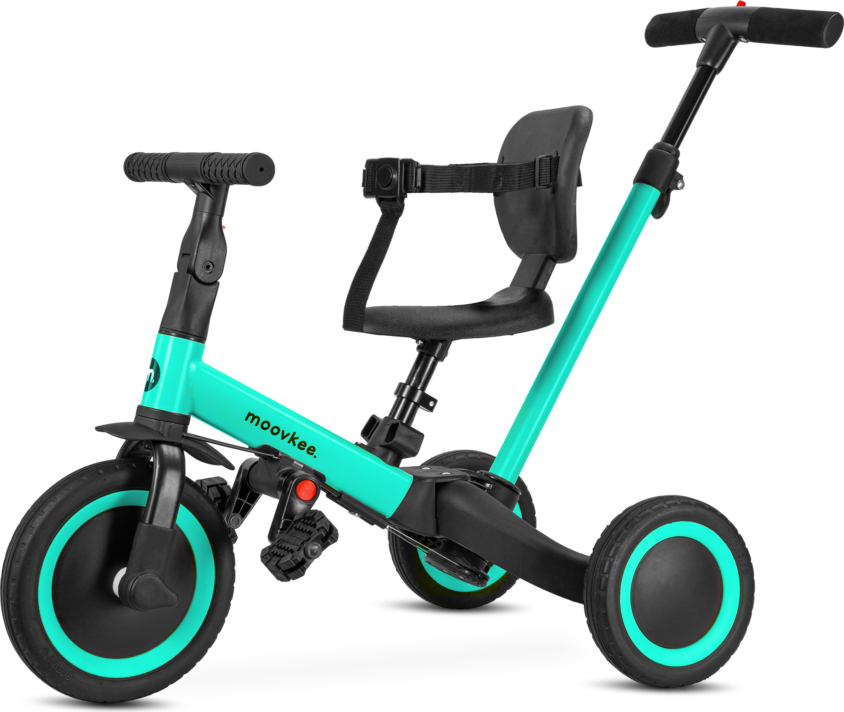 movkee. Laufrad Kinder 6in1 - Dreirad mit Stange ab 1 Jahr - moovkee. - Blau