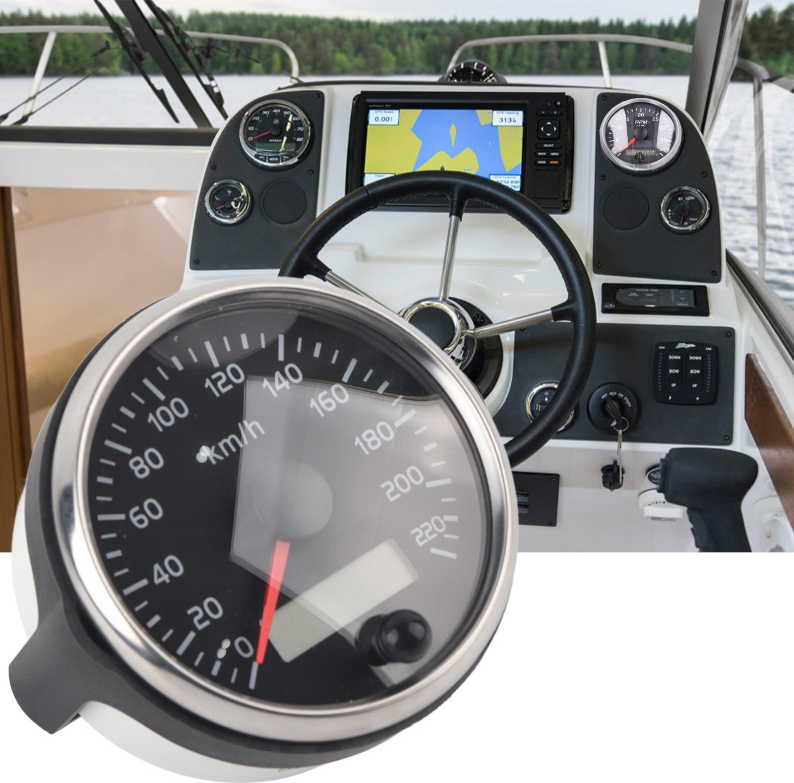 Gistuch 85mm Tachometer LCD einstellbar 220KM/H für 12V/24V Auto LKW Boot Motor