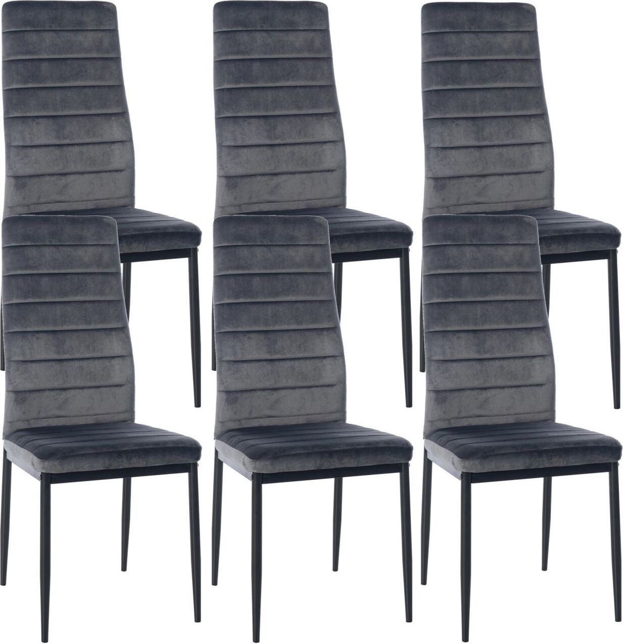 CLP 6er Set Esszimmerstühle Mayfair Samt grau