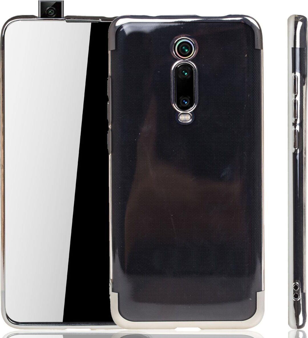 Puzdro na mobilný telefón pre Xiaomi Mi 9T Silver - Clear - TPU silikónové puzdro Zadný kryt Ochranný kryt v transparentnej striebornej farbe