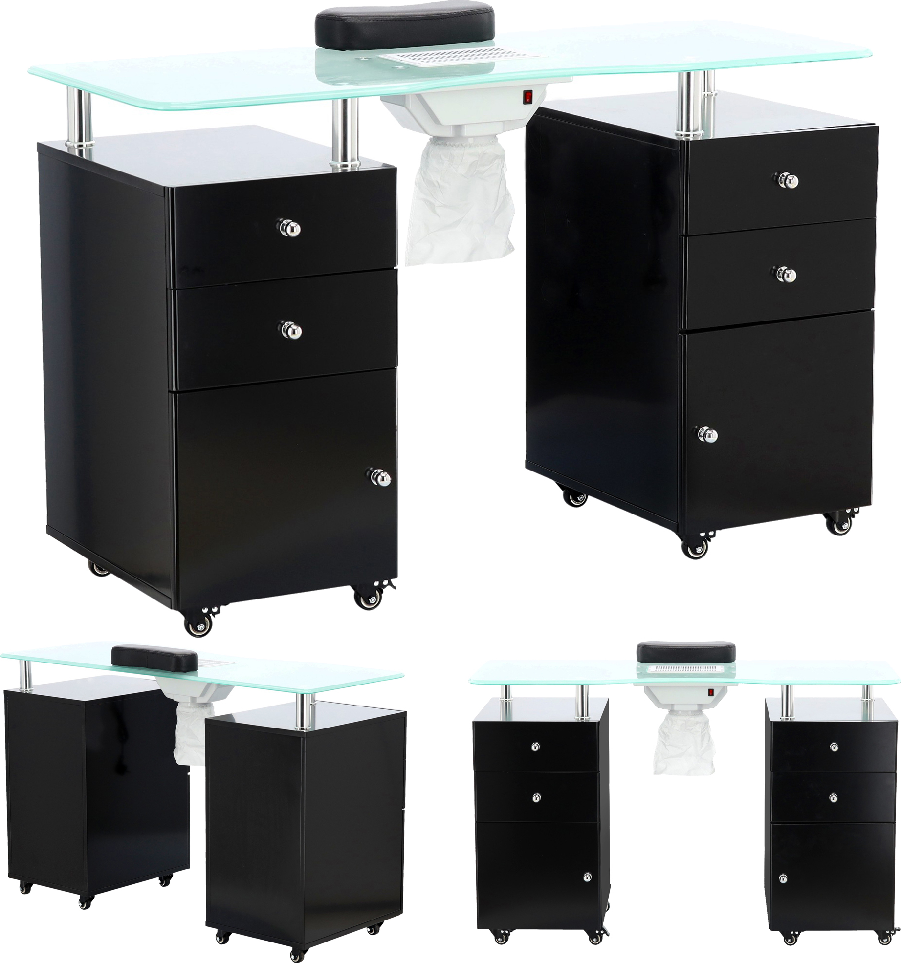 Schminktisch Schminktisch Manikürtisch mit Absaugung Schwarz