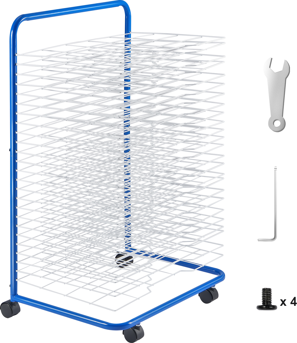 Mopam Kunst-Trockenständer – 97x65x40 Cm, Mit 20 Abnehmbaren Ablagen & 8 Leinensäulen, Rollbar