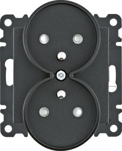 Steckdose mit Erdung doppelte mit dem Verschluss von Kontakten, 16A/250VAC, schwarz WL1343 Lumina Hager