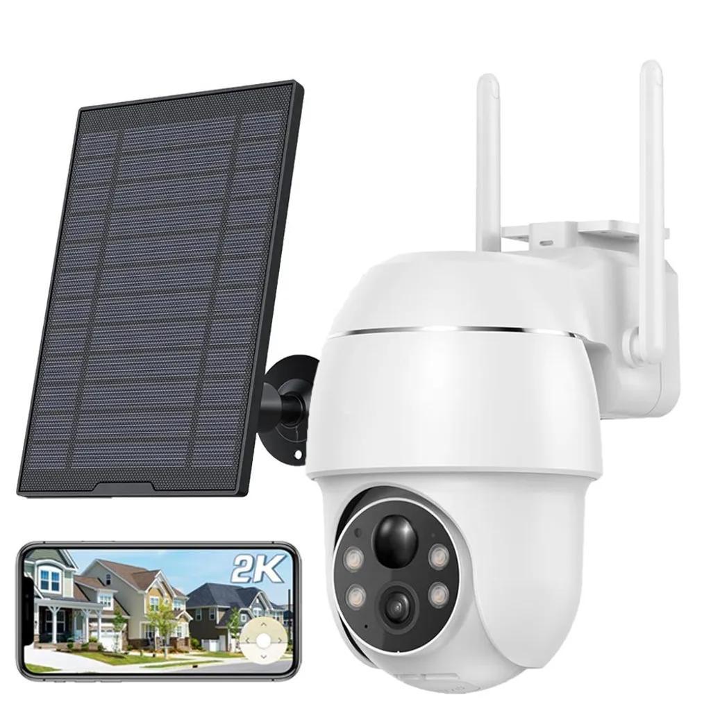ZREE COOAU Outdoor-Überwachungskamera mit Solarpanel - 4dBi Akku - WLAN-Außenkamera mit H.265-Videokomprimierung,4 Scheinwerfern,Cloud-Speicher,2,4 GHz BC0052WHCU