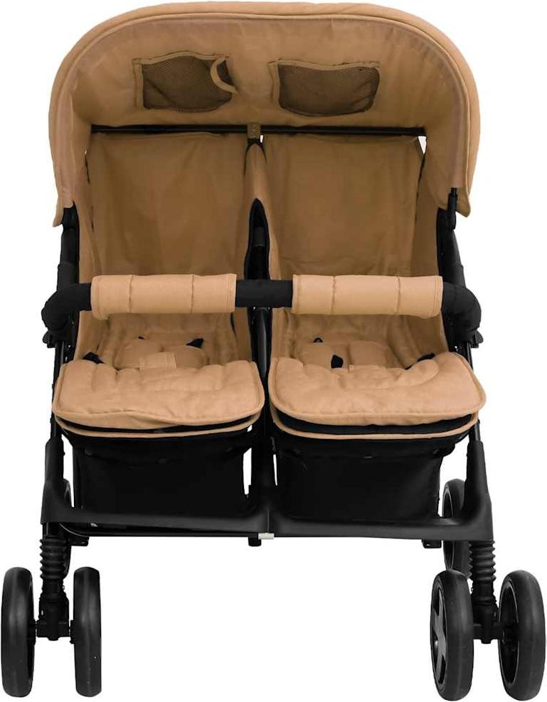 vidaXL Zwillingskinderwagen Taupe Stahl 10343