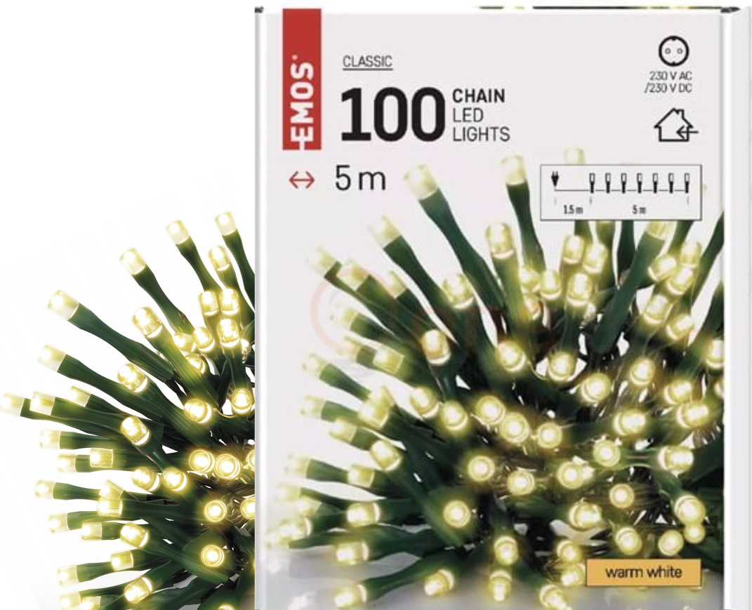 Emos Weihnachtsbaumbeleuchtung 5M 100 LED warmweiß