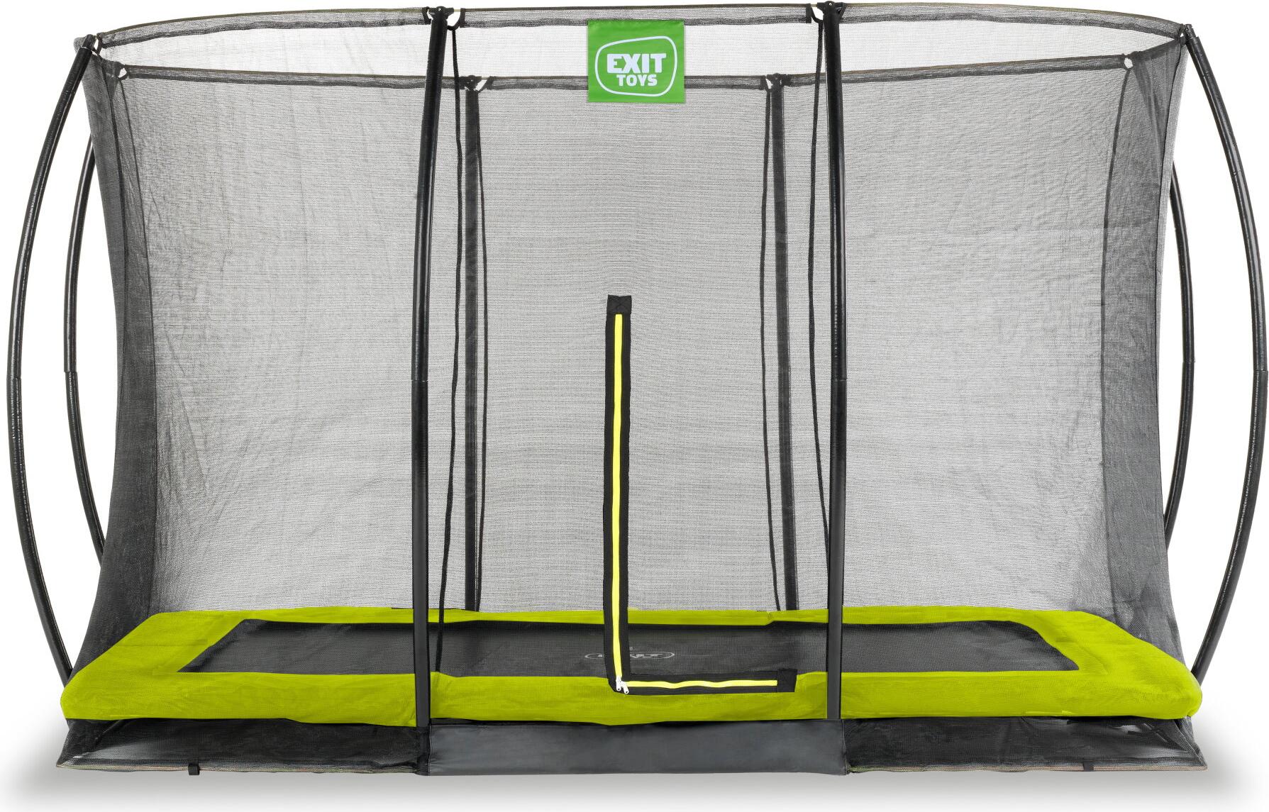 Trampolína EXIT Silhouette 244 x 366 cm, s bezpečnostnou sieťou, trampolína na zem, obdĺžniková, pre deti, zelená