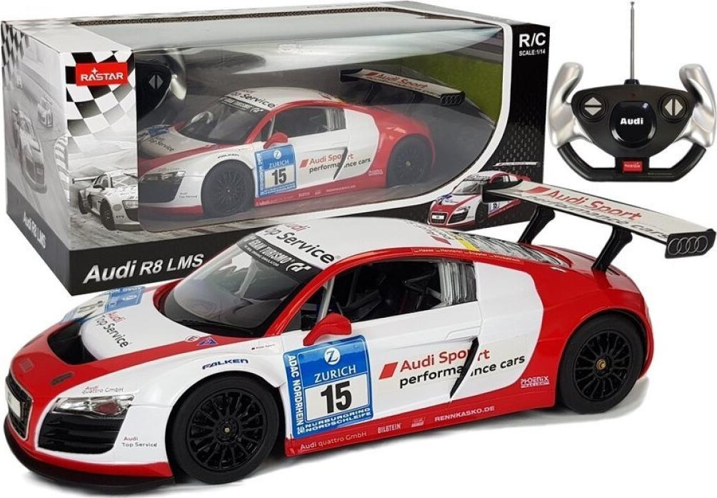 Auto R/C Audi R8 LMS Rastar 1:14 Weiß-Rot LTY-6025-uniw