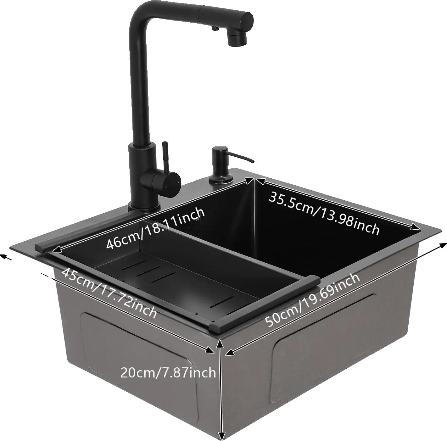 OEM Küchenspüle, Edelstahl, Einbau-Design, schwarz 2394