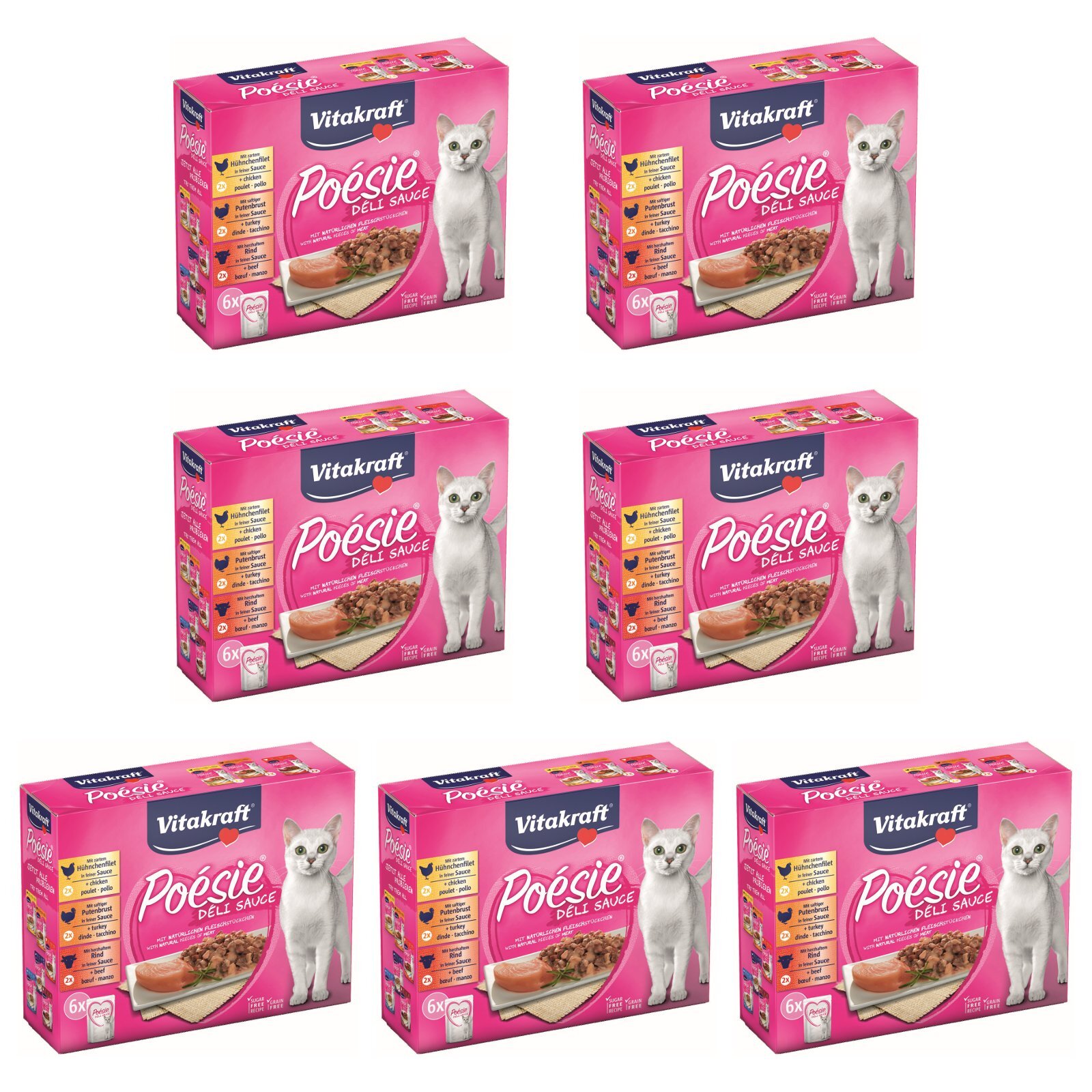 Vitakraft Katzenfutter Poesie DeliSauce, Multipack Fleisch - 7x 6 Beutel 35294x7