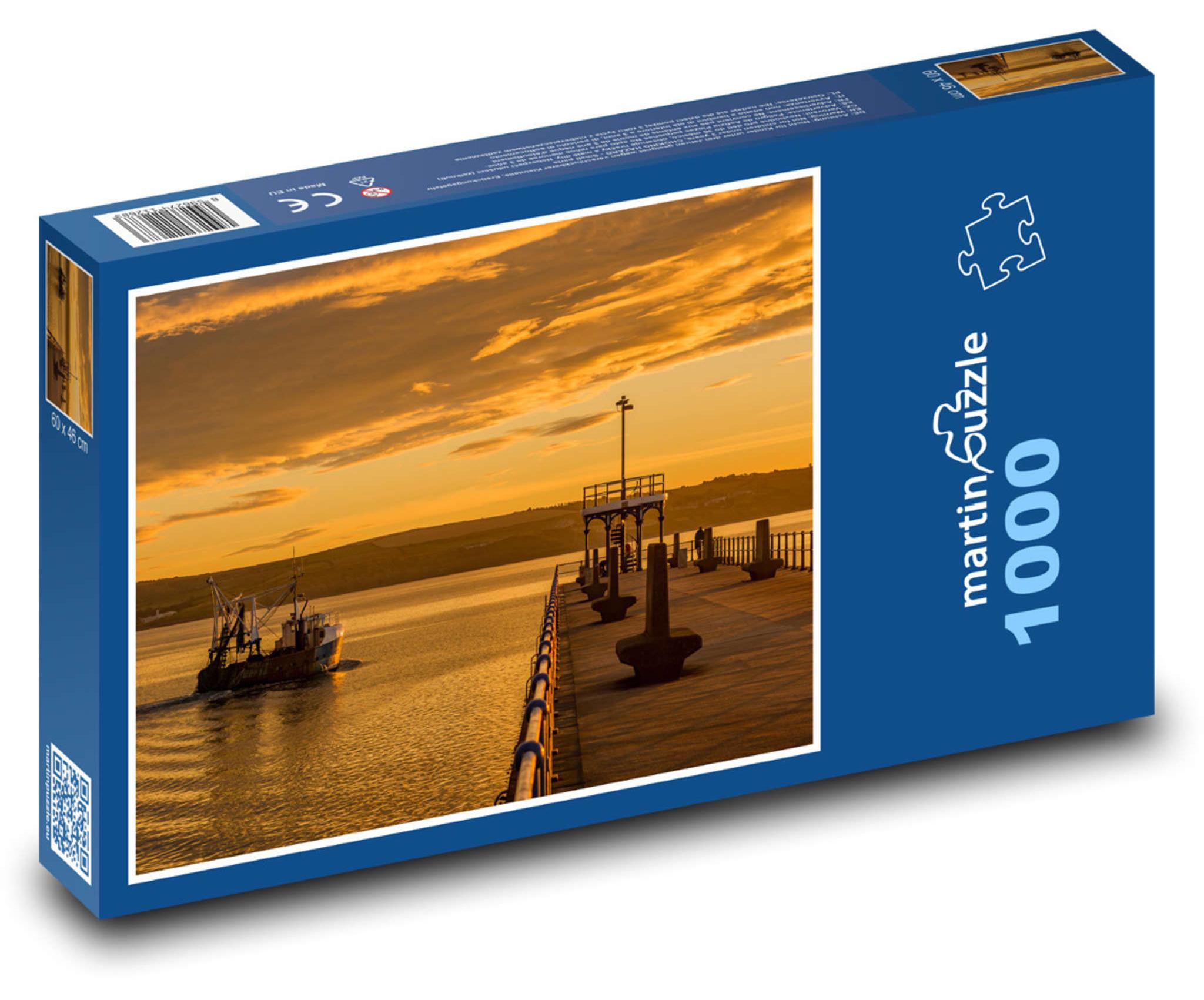 MCprint martinpuzzle - Puzzle 1000 Teile - Fischerboot an der Anlegestelle festgemacht