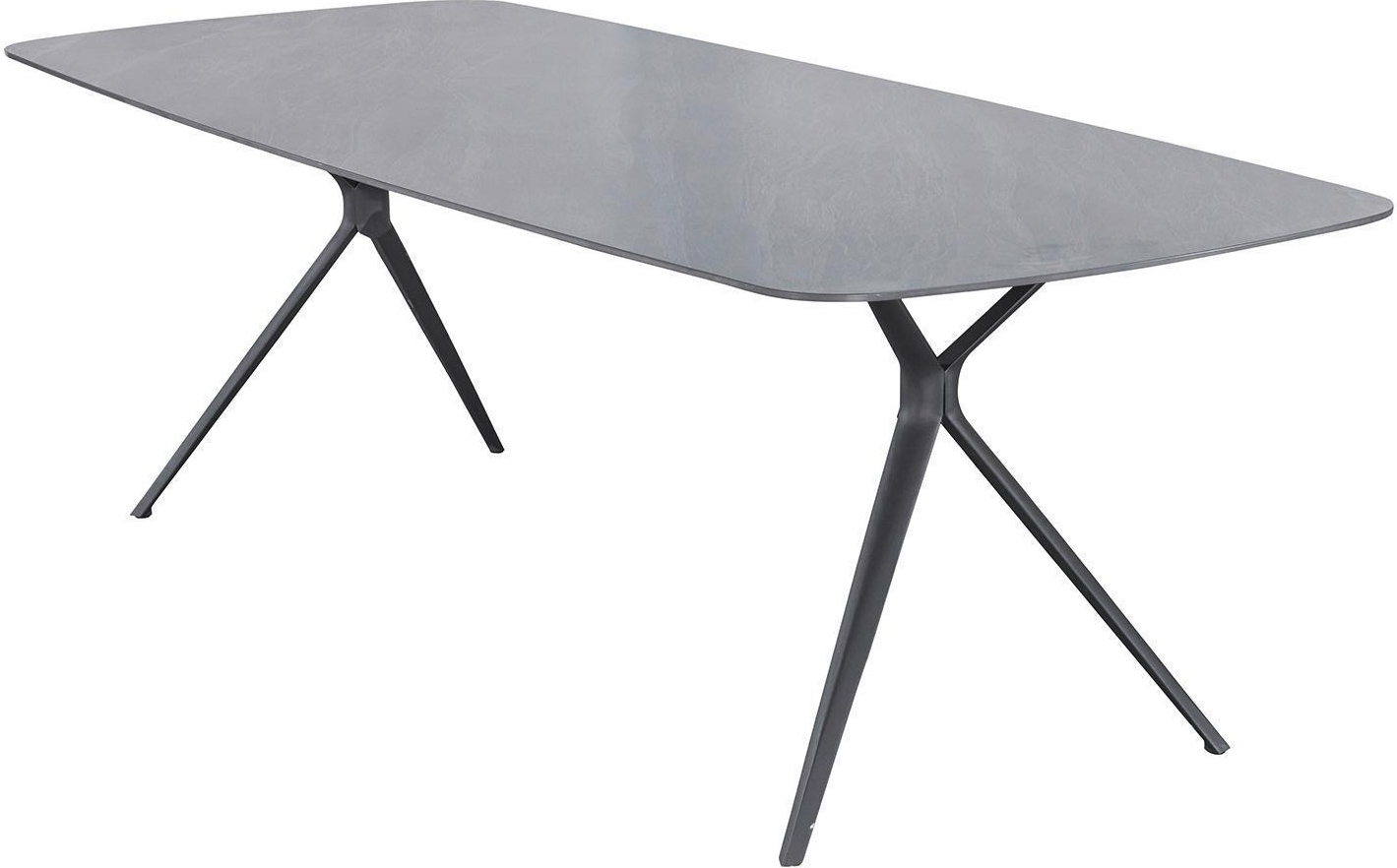 Gartentisch - 180 x 100 cm - Grau - Anthrazit - Sinterstein - Aluminiumgestell