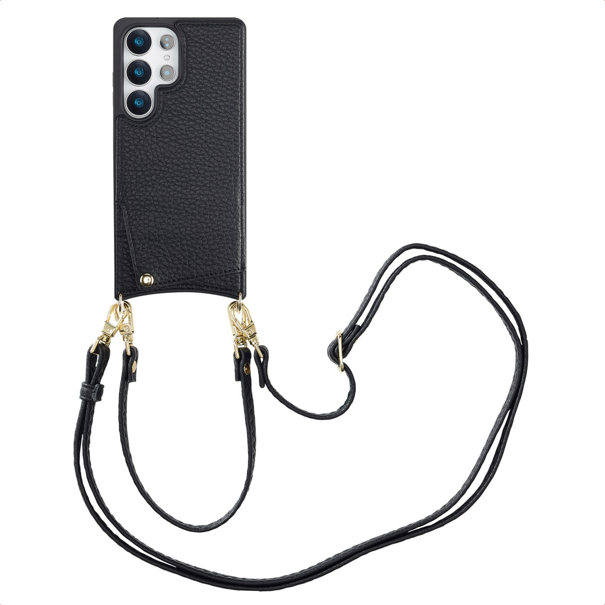 Puzdro na telefón Selencia Nova s káblom a držiakom na karty pre Samsung Galaxy S25 Ultra - čierne