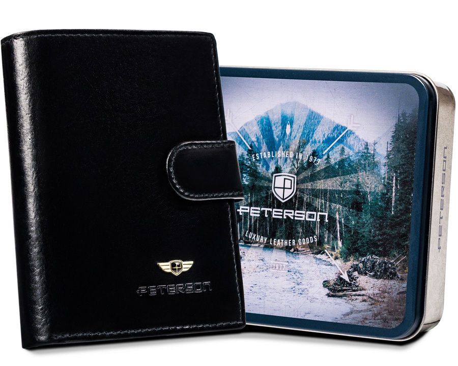 Herren-Ledergeldbörse mit Ausweisfach mit Reißverschluss - Peterson