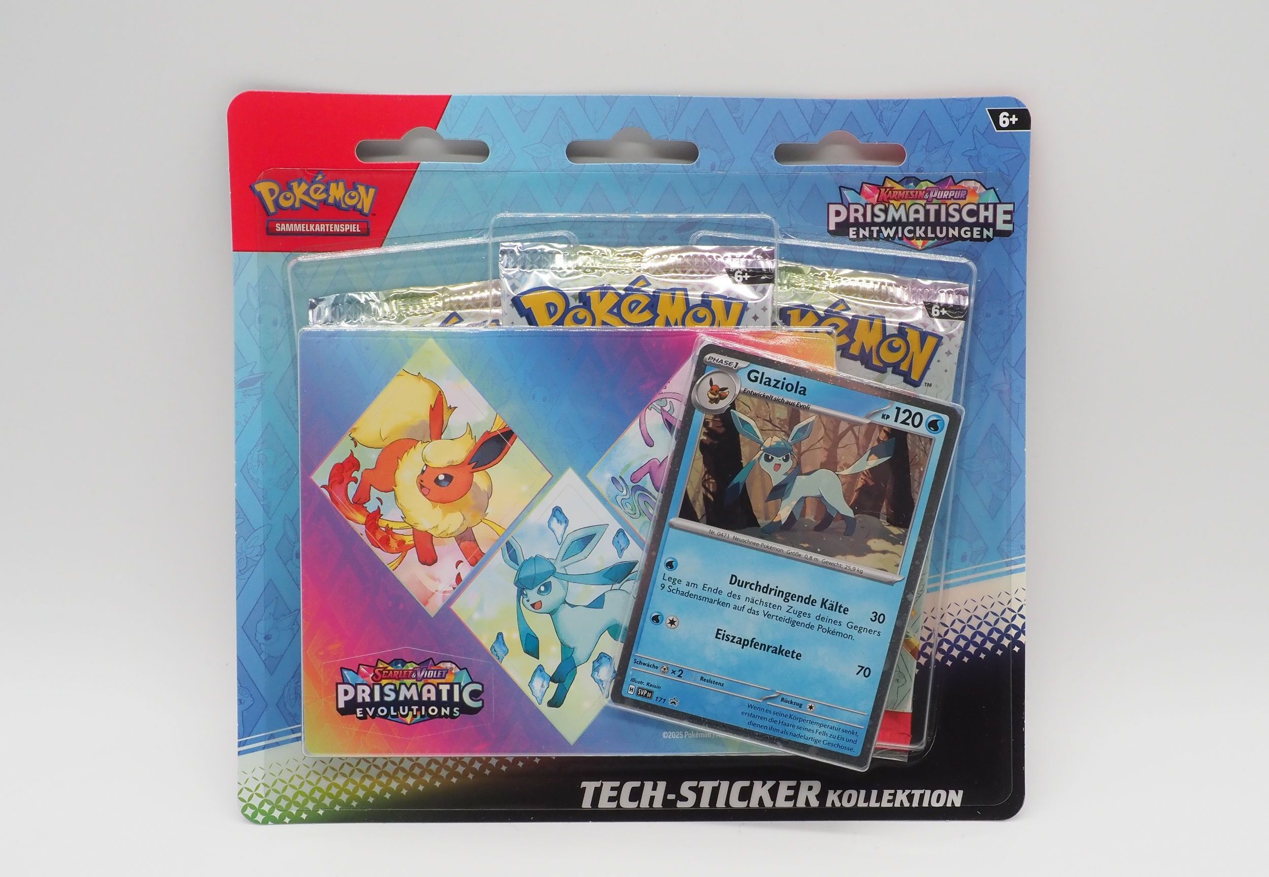 The Pokemon Company Pokemon Karmesin & Purpur Prismatische Entwicklungen TECH-Sticker Kollektion 3er Blister Glaziola 100-10034 : C : DE : 45 :