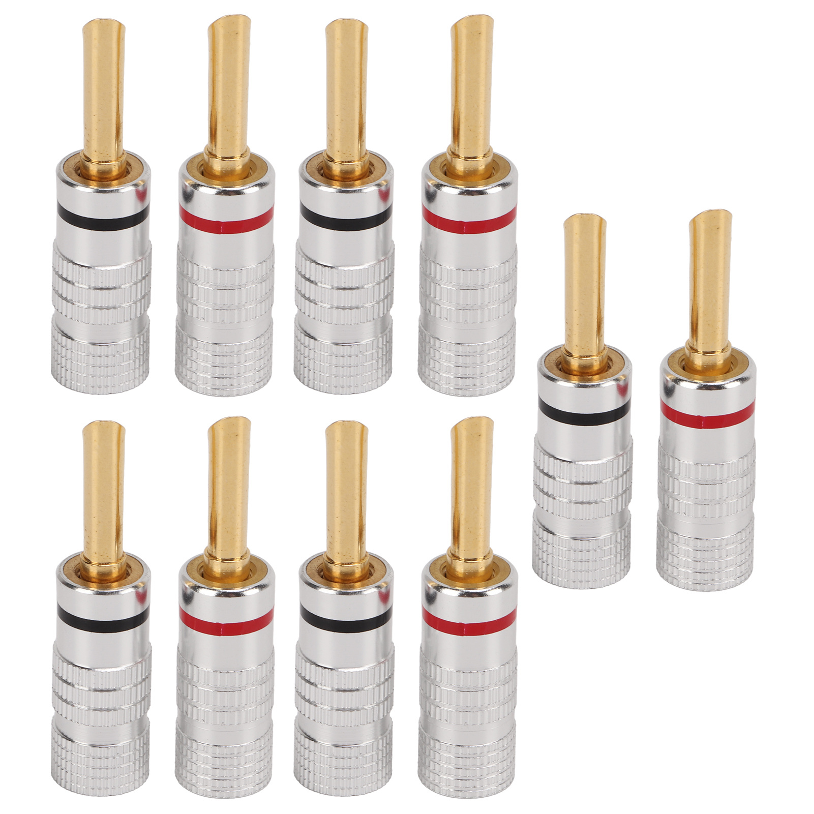 Banánové zástrčky, banánové konektory, banánová zástrčka reproduktorového drôtu, pozlátené banánové zástrčky, konektor reproduktorového kábla, stereofónny drôtový adaptér