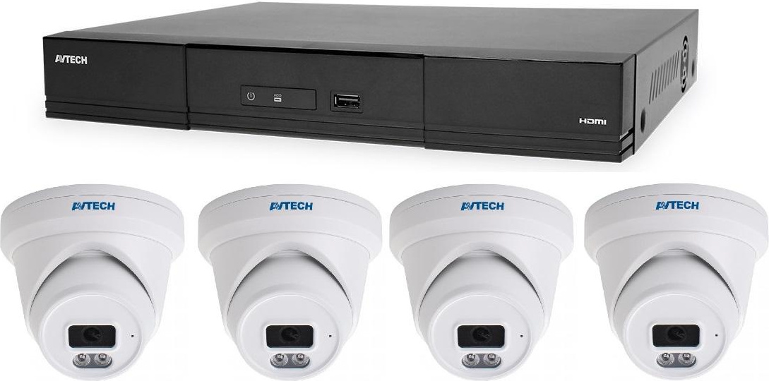 Kamera Set 1x AVTECH NVR AVH2109AX und 4x 5MPX IP Dome Kamera AVTECH DGM5206SVAT + 4x UTP Kabel 1x RJ45 - 1x RJ45 Cat5e 15m FREE!