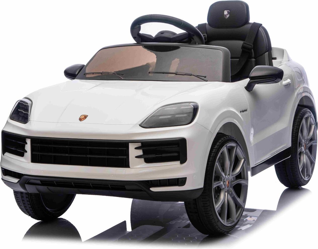 Beneo Elektrisches Ride-On Auto Porsche Cayenne 12V mit Hinterradantrieb – Lizenzmodell (Einzelsitz), weiß, Lithium-Batterie, breiter Sitz, gefederte Achsen, 2,4 GHz Fernbedienung, MP3-Player mit USB-/AUX-Eingang, LED-Leuchten PORSCHE_CAYENNE_BDM0990_WHITE