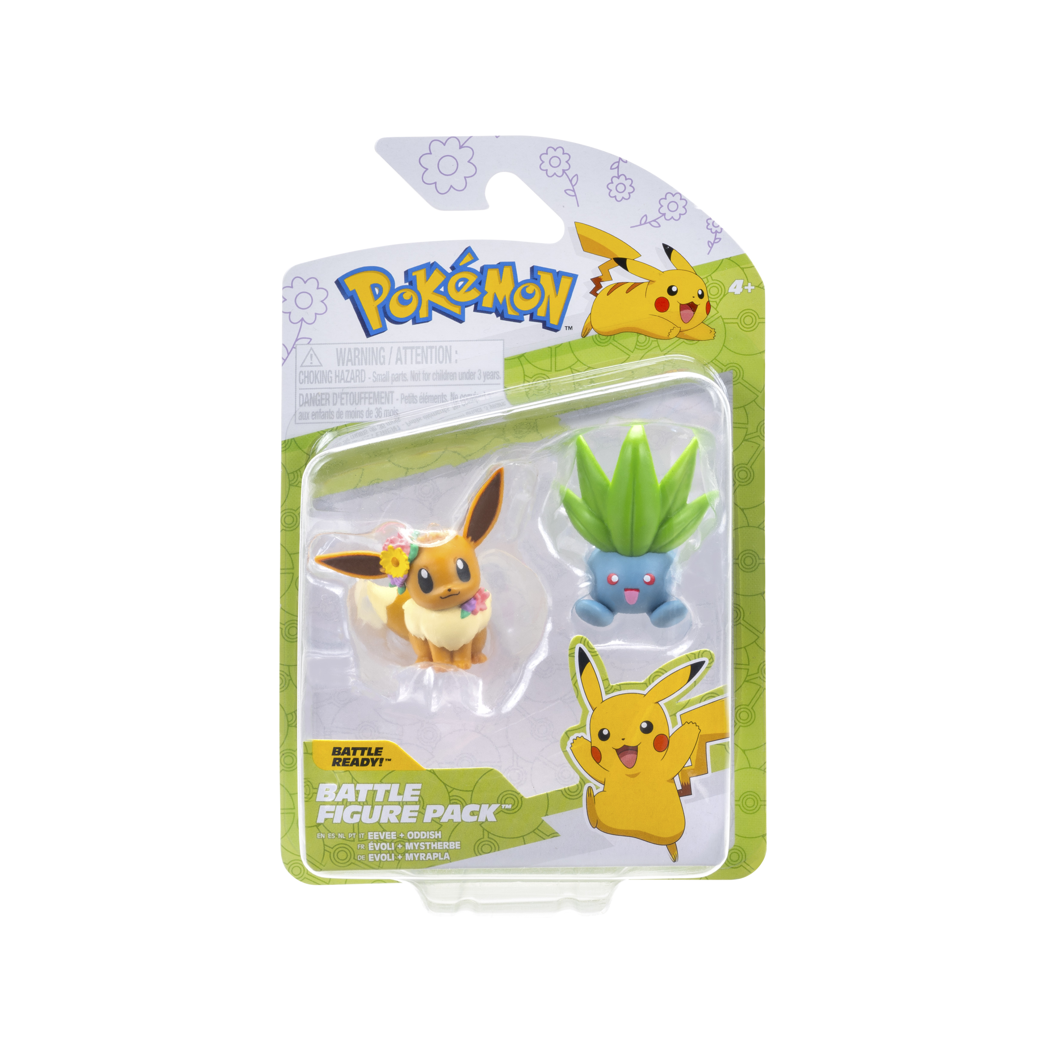 Jazwares LLC Pokémon Battle Figuren 2er Pack - Evoli & Myrapla - Authentische Details, Offizielles Lizenzprodukt, Ideal für Sammler & Fans