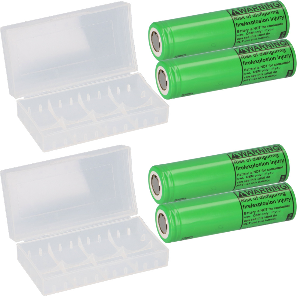 Akkuman 4x LG INR18650-MJ1 3,7V 3500mAh 10A unprotected flat Top + 2x Akkubox 790