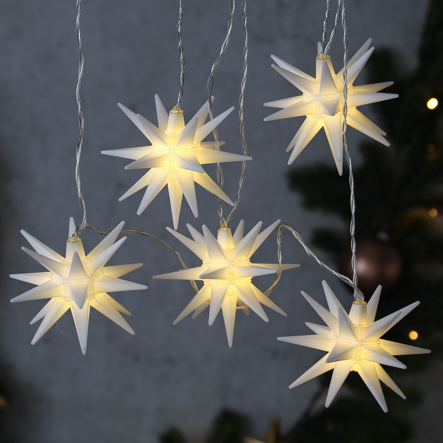 LED Lichterkette Sterne 3D warmweiß Timer Weihnachten Deko für