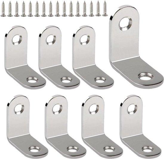OEM Edelstahl-Winkelset in Silber für Möbelherstellung - 20 x 20 mm - um 90 Grad - 8er Set mit M8-Metall-Schrauben. 2026
