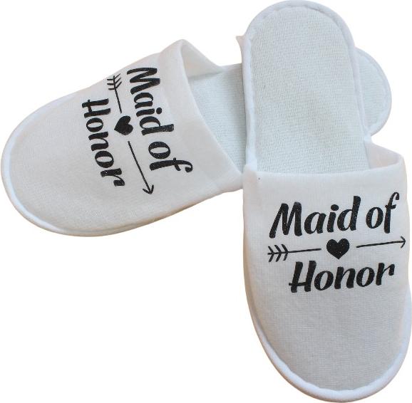 INF Brautjungfern Hausschuhe für Hochzeit, Spa, Hotel - 2 Stück Schwarz 388093