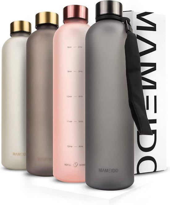 Unyqoos® Trinkflasche 1 L – Carbon Grey, Tritan, auslaufsicher, geeignet für kohlensäurehaltige Getränke, BPA‑frei, Sport- & Outdoor‑Flasche für Gym und Büro