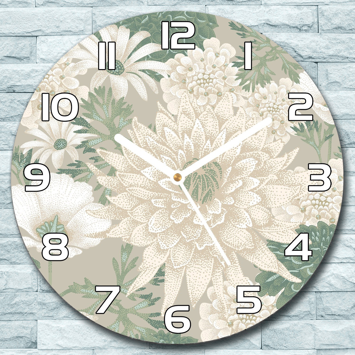 coloray Wanduhr aus Glas Rund fi 30 Frühlingsgeiste grün Quarz Deko Schlafzimmer Büro zso-white-f30-TimelessDecorations-50