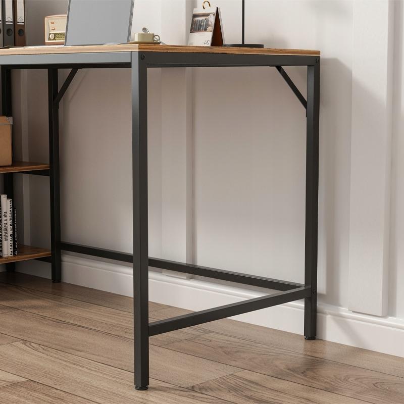 Rebiko Computertisch Vintage rustikal braun mit 2 Regalen Loft 140 cm