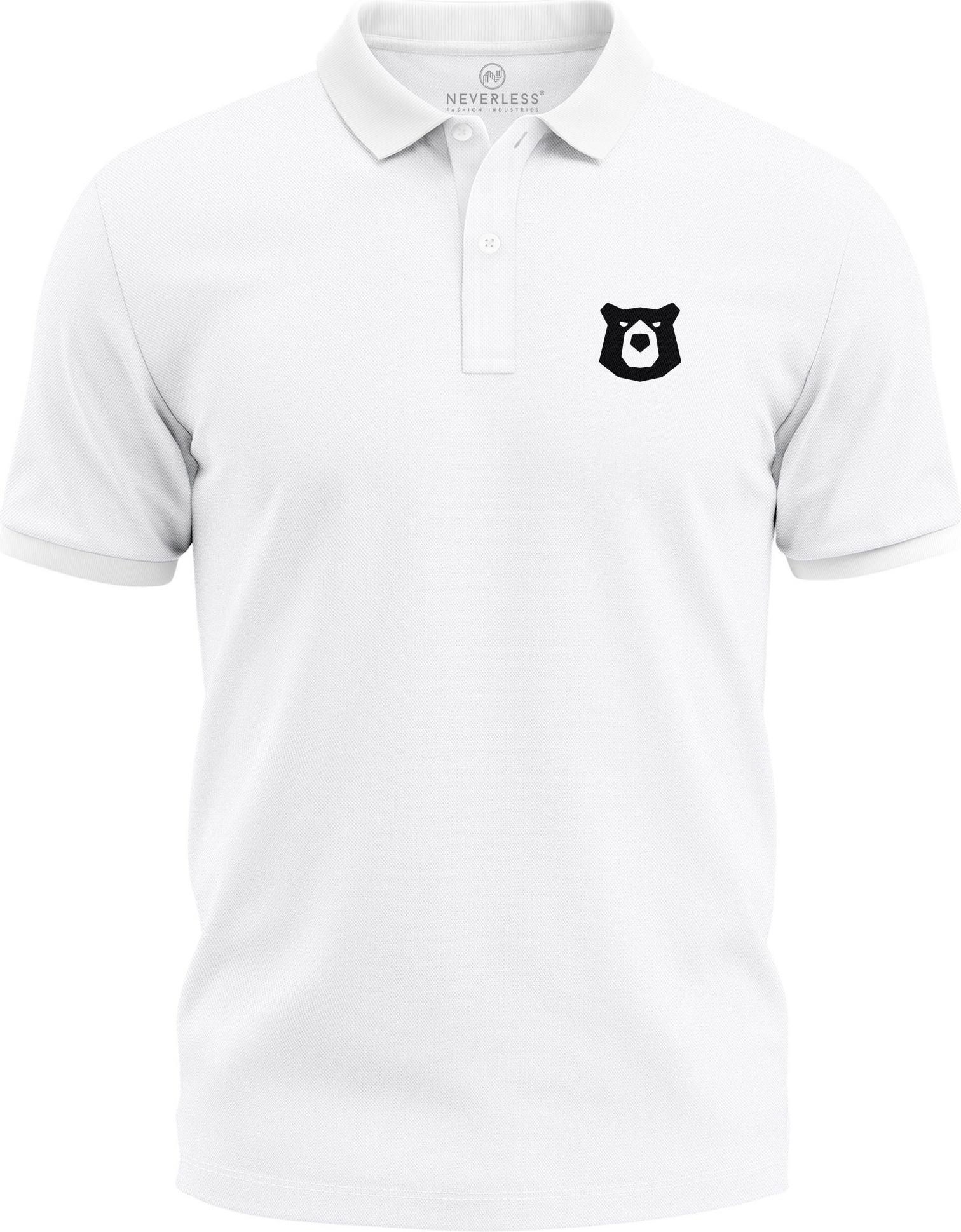 Poloshirt Herren Bär Tierlogo im Polygon-Stil – Kurzarm Polo Sommer Outdoor Fashion Modern Fit Neverless® 276340